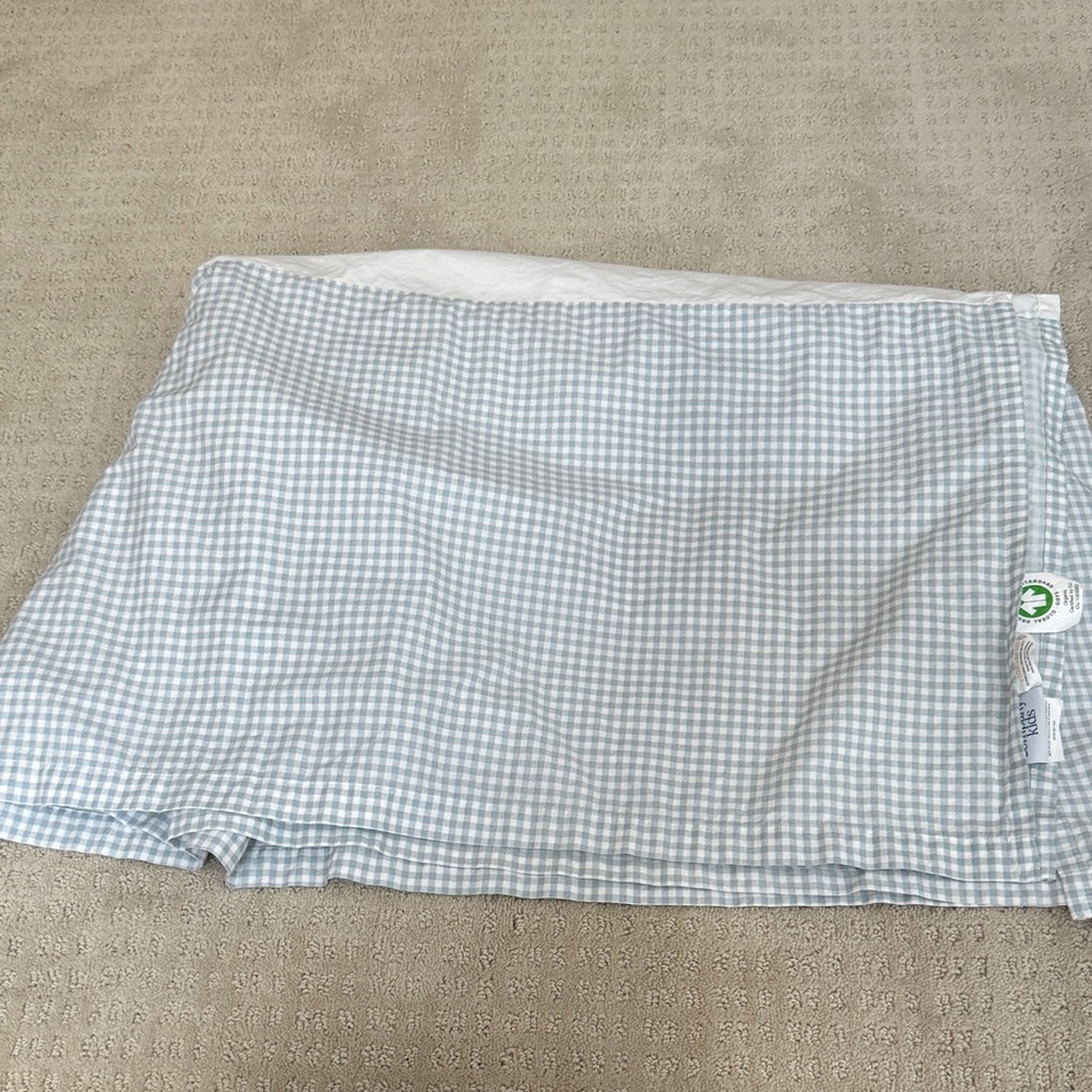 The Company Store Kids Pale Blue and White Gingham Crib Skirt